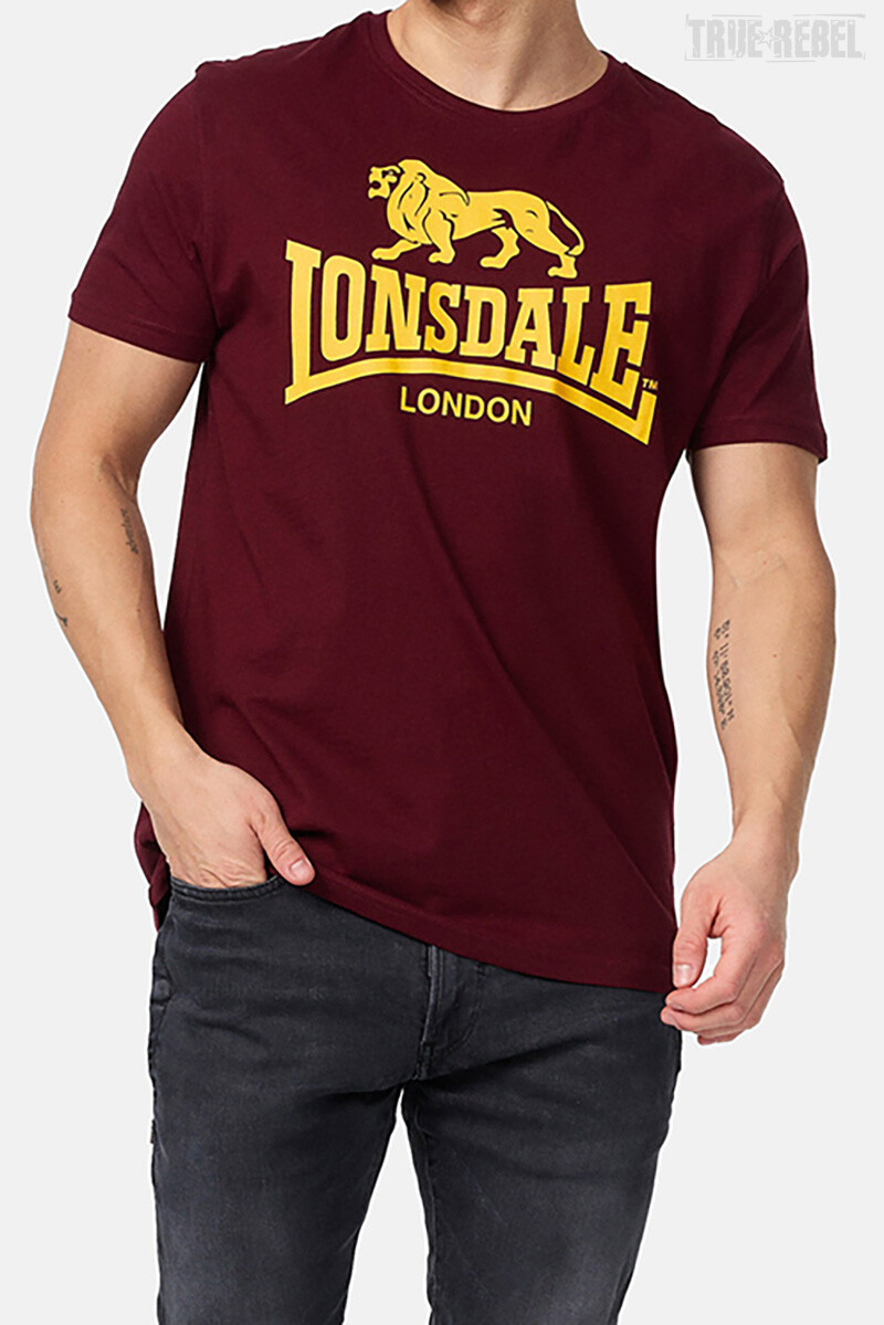 Lonsdale Logo T-Shirt Vintage Oxblood