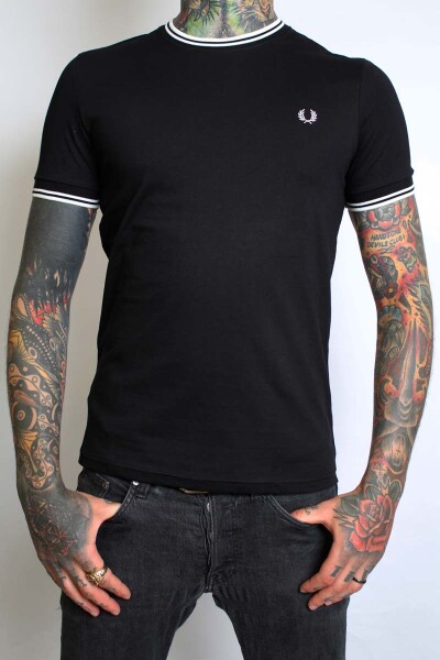 Fred Perry Twin Tipped T-Shirt Black White 2XL