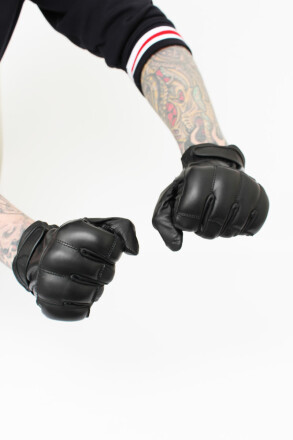 Gloves Quartzsand Leather Black S