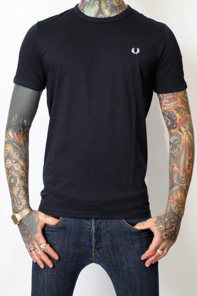 Fred Perry Ringer T-Shirt Navy White M