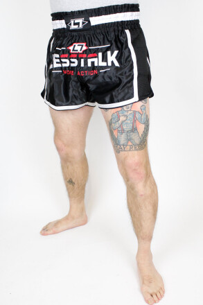 Less Talk Shorts Muay Thai Black White XS