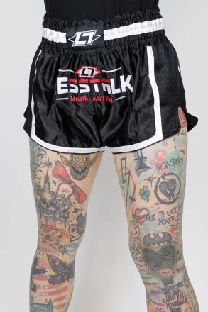 Less Talk Shorts Muay Thai Black White XS
