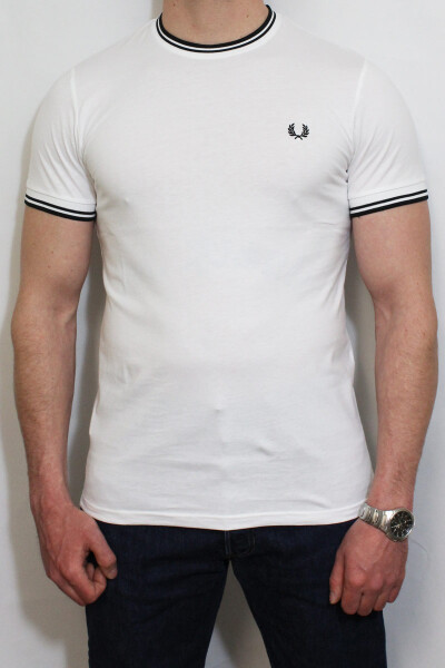 Fred Perry Twin Tipped T-Shirt White Black L