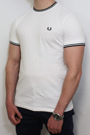 Fred Perry Twin Tipped T-Shirt White Black L