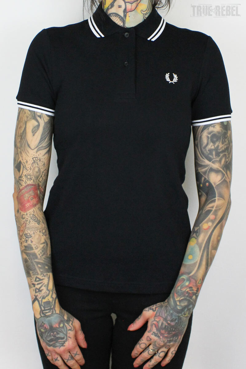 Fred Perry Ladies Twin Tipped Polo Black White