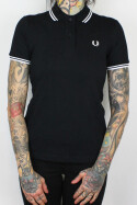 Fred Perry Ladies Twin Tipped Polo Black White 12