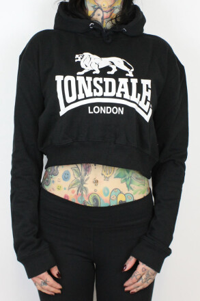 Lonsdale Ladies Cropped Hoodie Roxeth Black