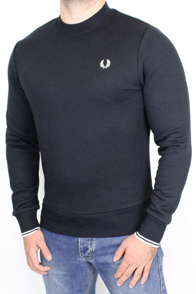 Fred Perry Crew Neck Sweater Black White