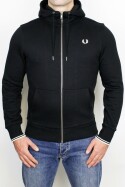 Fred Perry Zip Through Hoodie Black White