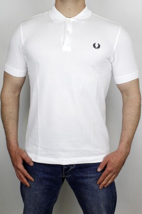 Fred Perry Polo Shirt White Black XL