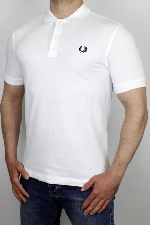 Fred Perry Polo Shirt White Black XL