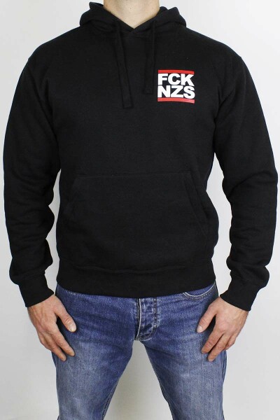 True Rebel Hoodie FCK NZS Pocket Print Black 4XL