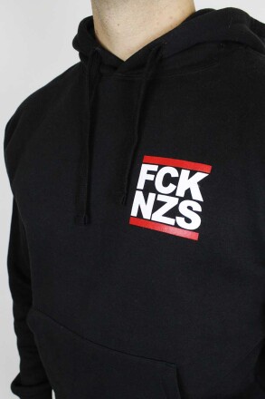 True Rebel Hoodie FCK NZS Pocket Print Black 4XL