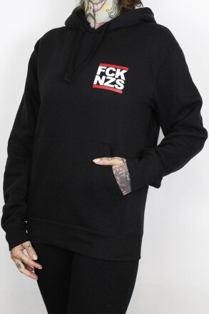 True Rebel Hoodie FCK NZS Pocket Print Black 4XL