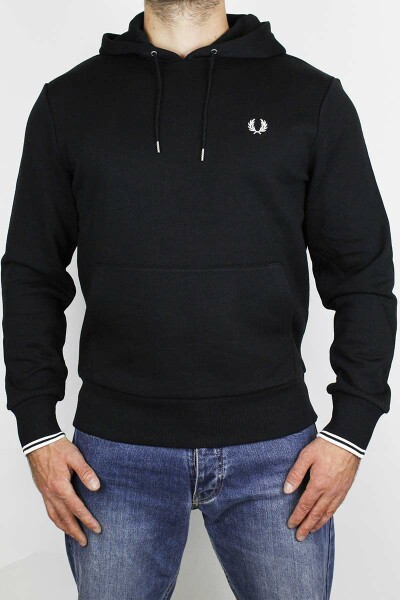 Fred Perry Tipped Hoodie Black White