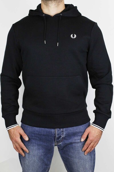 Fred Perry Tipped Hoodie Black White S