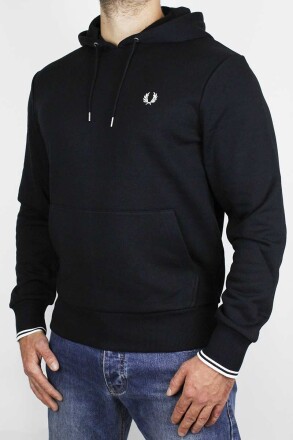 Fred Perry Tipped Hoodie Black White L