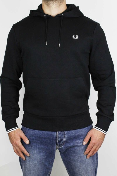 Fred Perry Tipped Hoodie Black White XL