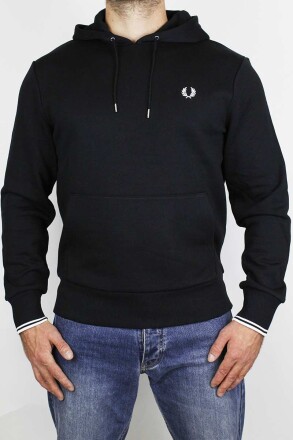 Fred Perry Tipped Hoodie Black White XL