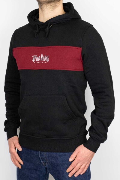 True Rebel Colourblock Hoodie Vatos Locos Black Burgundy