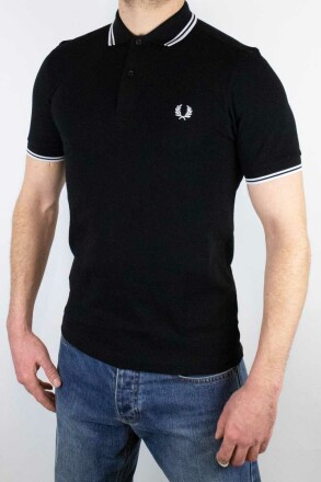 Fred Perry Twin Tipped Polo Shirt Black White