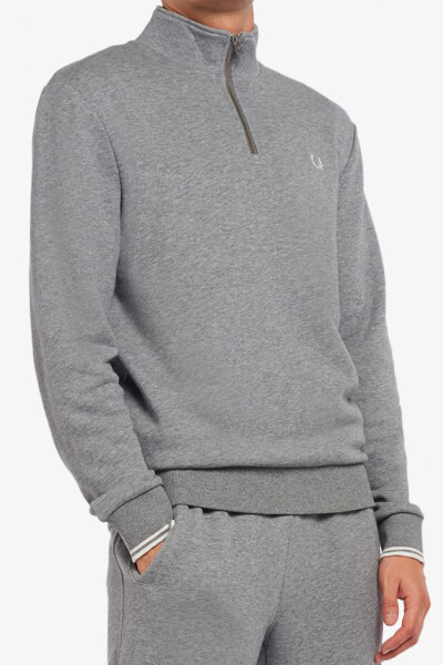 Fred Perry Halfzip Sweater Steel Marl White L