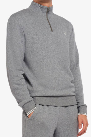 Fred Perry Halfzip Sweater Steel Marl White L