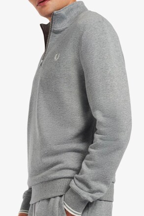 Fred Perry Halfzip Sweater Steel Marl White L