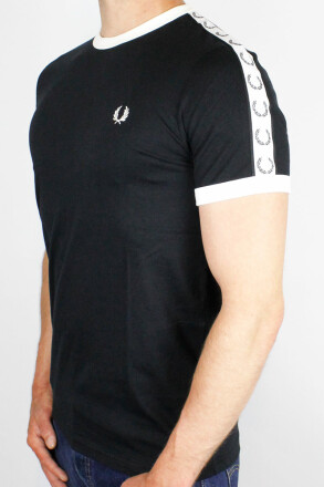 Fred Perry Taped Ringer T-Shirt Black White