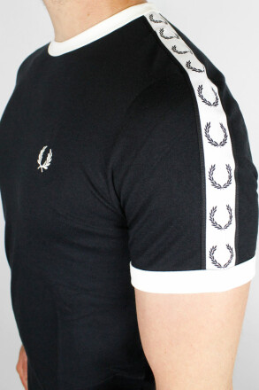 Fred Perry Taped Ringer T-Shirt Black White