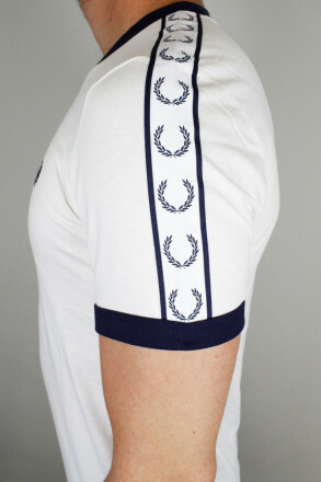 Fred Perry Taped Ringer T-Shirt Snow White Navy