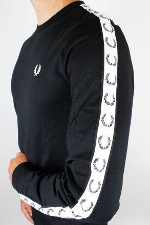 Fred Perry Taped Longsleeve Black White