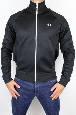 Fred Perry Taped Track Jacket Black White