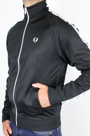 Fred Perry Taped Track Jacket Black White