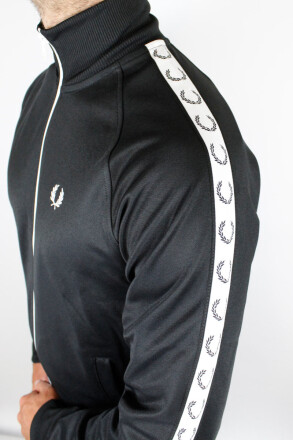 Fred Perry Taped Track Jacket Black White M