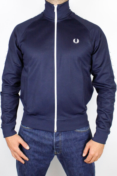 Fred Perry Taped Track Jacket Carbon Blue White