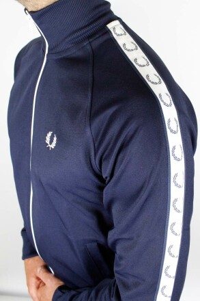 Fred Perry Taped Track Jacket Carbon Blue White