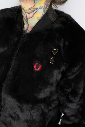 Fred Perry Ladies Amy Winehouse Faux Fur Jacket Heart...