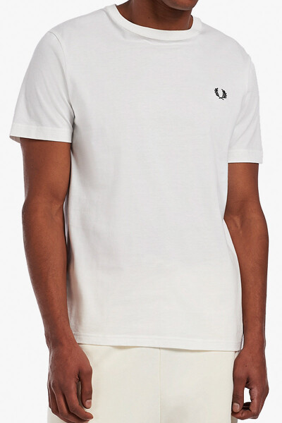 Fred Perry Crew Neck T-Shirt Snow White Black