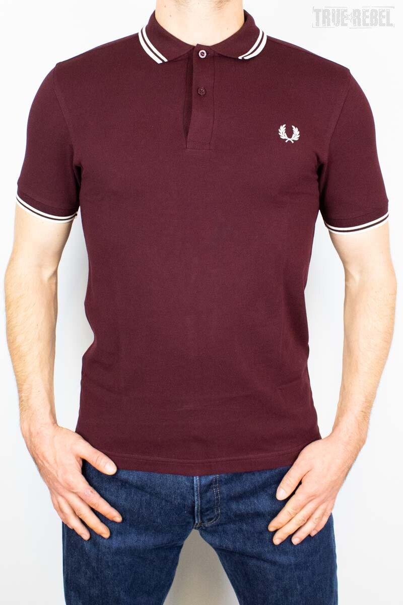 Fred Perry Twin Tipped Polo Shirt Oxblood White