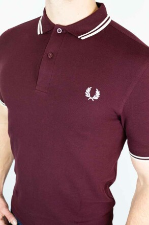 Fred Perry Twin Tipped Polo Shirt Oxblood White