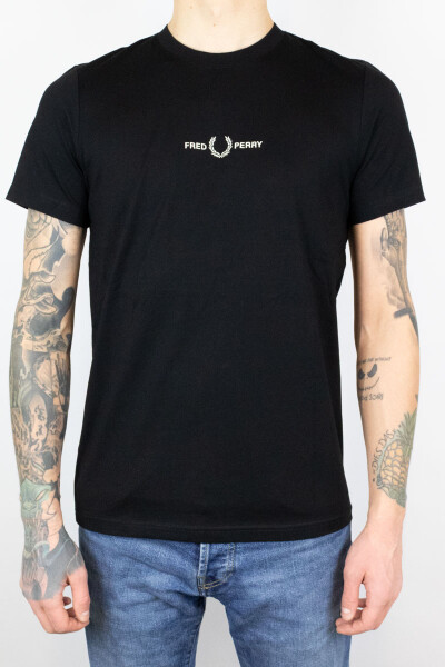 Fred Perry Embroidered T-Shirt Black White