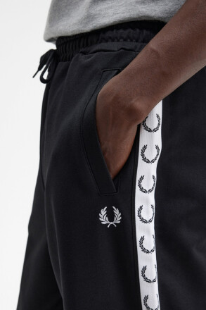 Fred Perry Taped Track Pants Black White