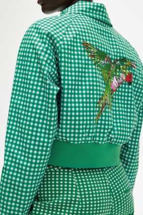 Fred Perry Amy Winehouse Gingham Jacket Embroidered FP Green