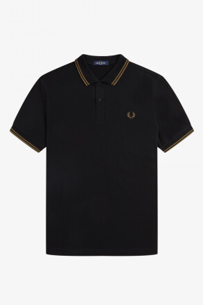 Fred Perry Twin Tipped Polo Shirt Black Shaded Stone