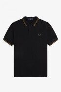 Fred Perry Polo Shirt Twin Tipped Black Shaded Stone