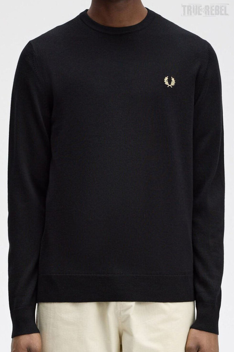 Fred Perry Classic Crew Neck Jumper Black Champagne