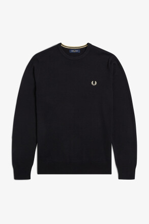 Fred Perry Classic Crew Neck Jumper Black Champagne