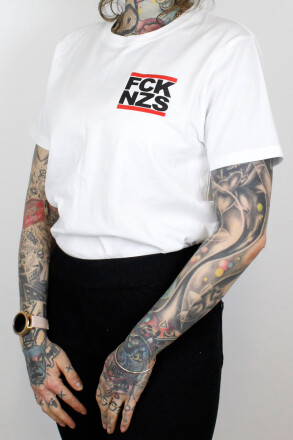 True Rebel T-Shirt FCK NZS Pocket Print White 5XL