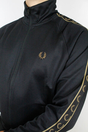 Fred Perry Track Jacket Contrast Tape Black Shaded Stone